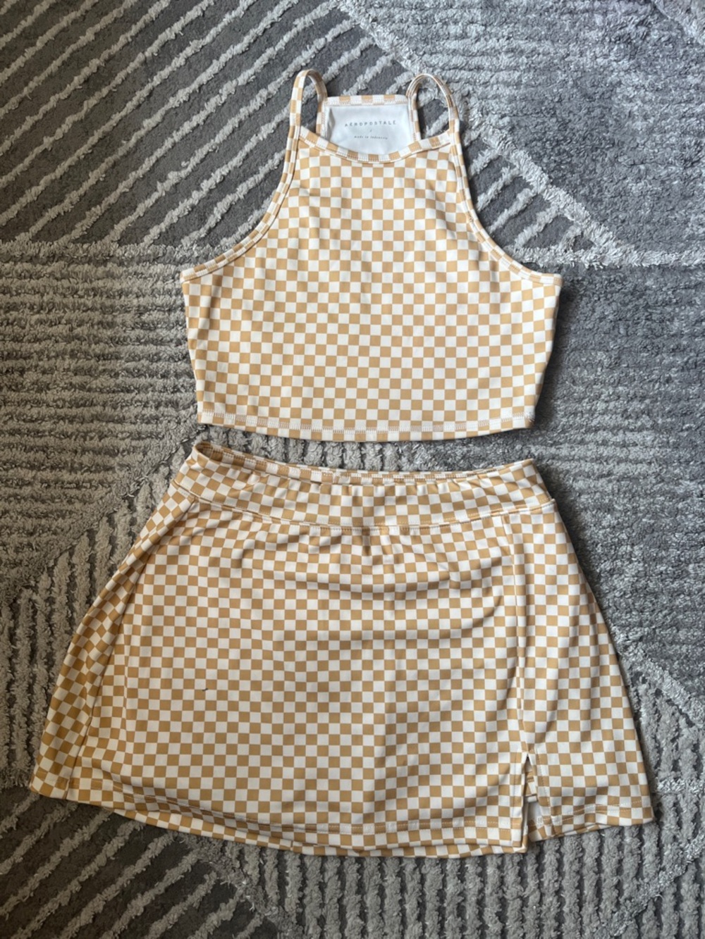 Matching Aeropostale Yellow/White Checkered Skort Set - Size S
